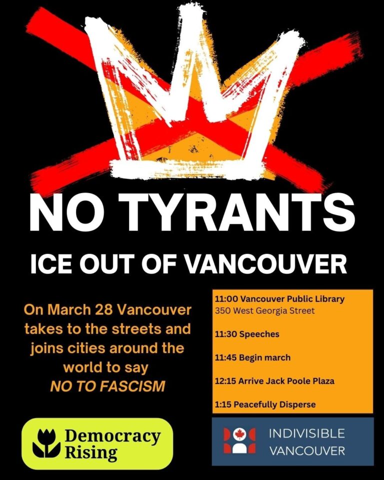 The No Tyrants poster created as a collaboration with Indivisible Vancouver